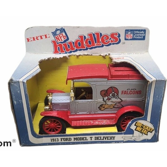 Ertl 1913 Model T Delivery Van Atlanta Falcons Huddles NFL Die Cast Metal Bank - Picture 1 of 3